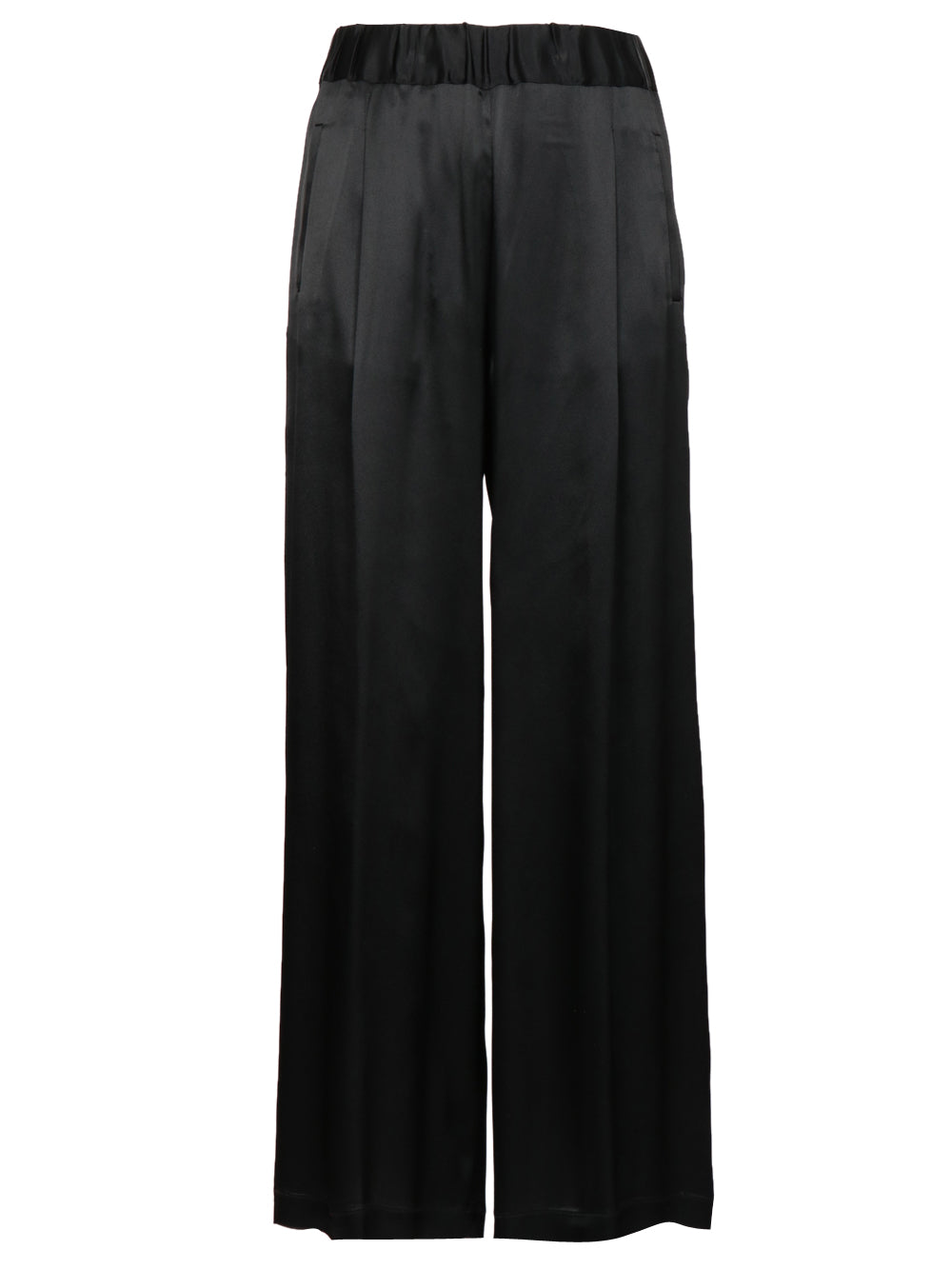SEMICOUTURE Pantalone Jhonny in raso di Seta con elastico in vita Nero Nero