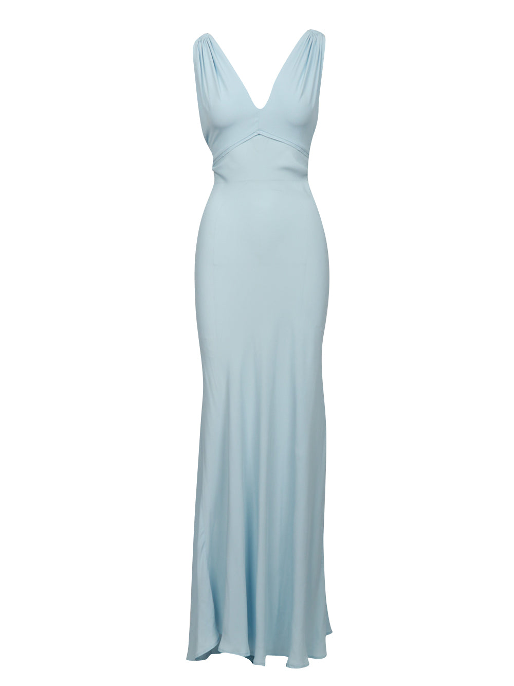 SEMICOUTURE VESTITO MARISOL LUNGO IN CREPE CELESTE Cielo