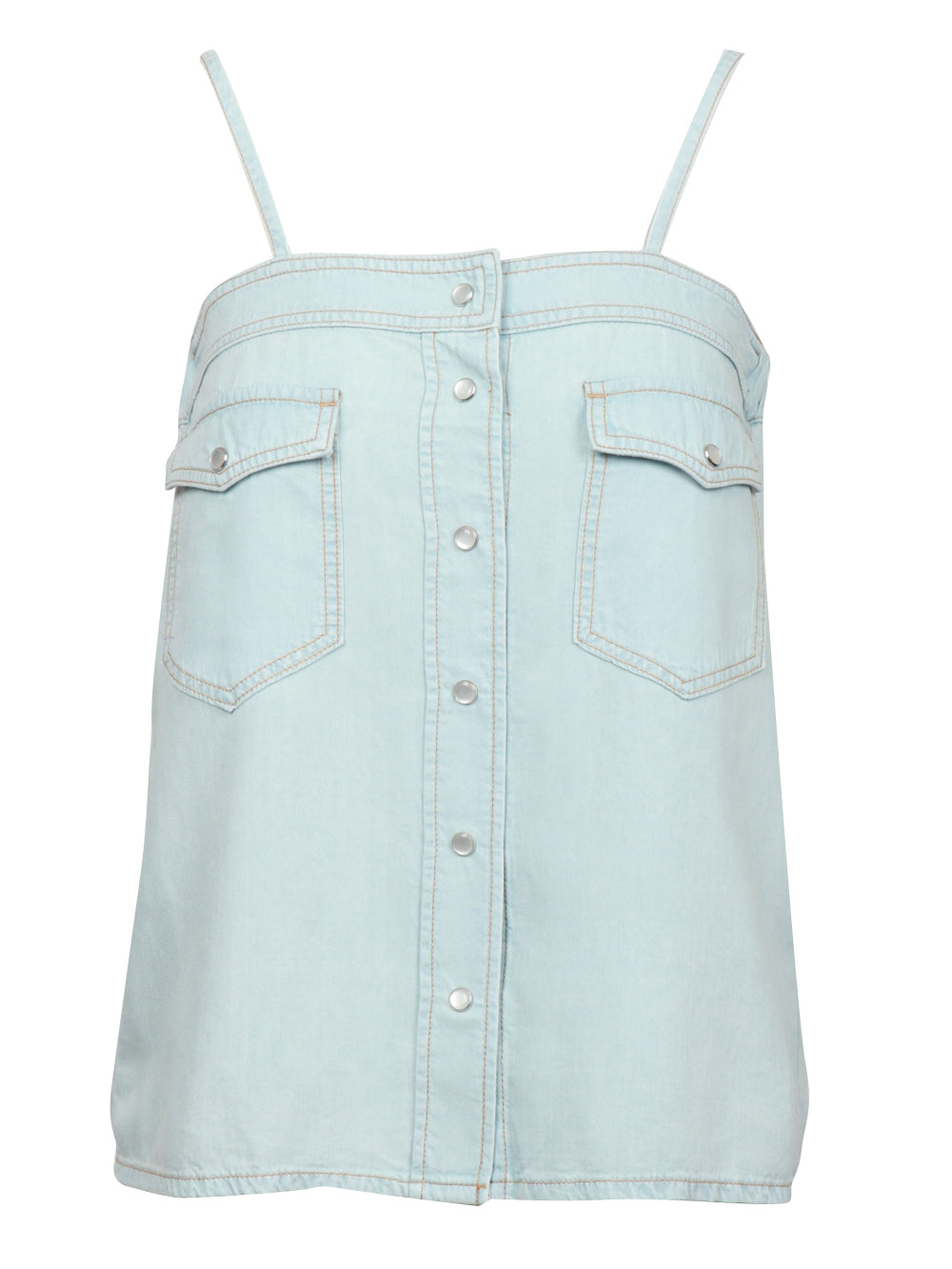 SEMICOUTURE TOP MIRNA IN CHAMBRAY CELESTE Cielo