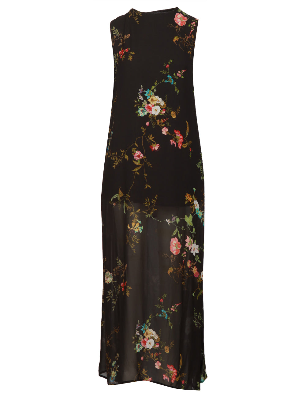 SEMICOUTURE VESTITO NEREA LUNGO NERO CON FANTASIA FLOREALE Nero+color