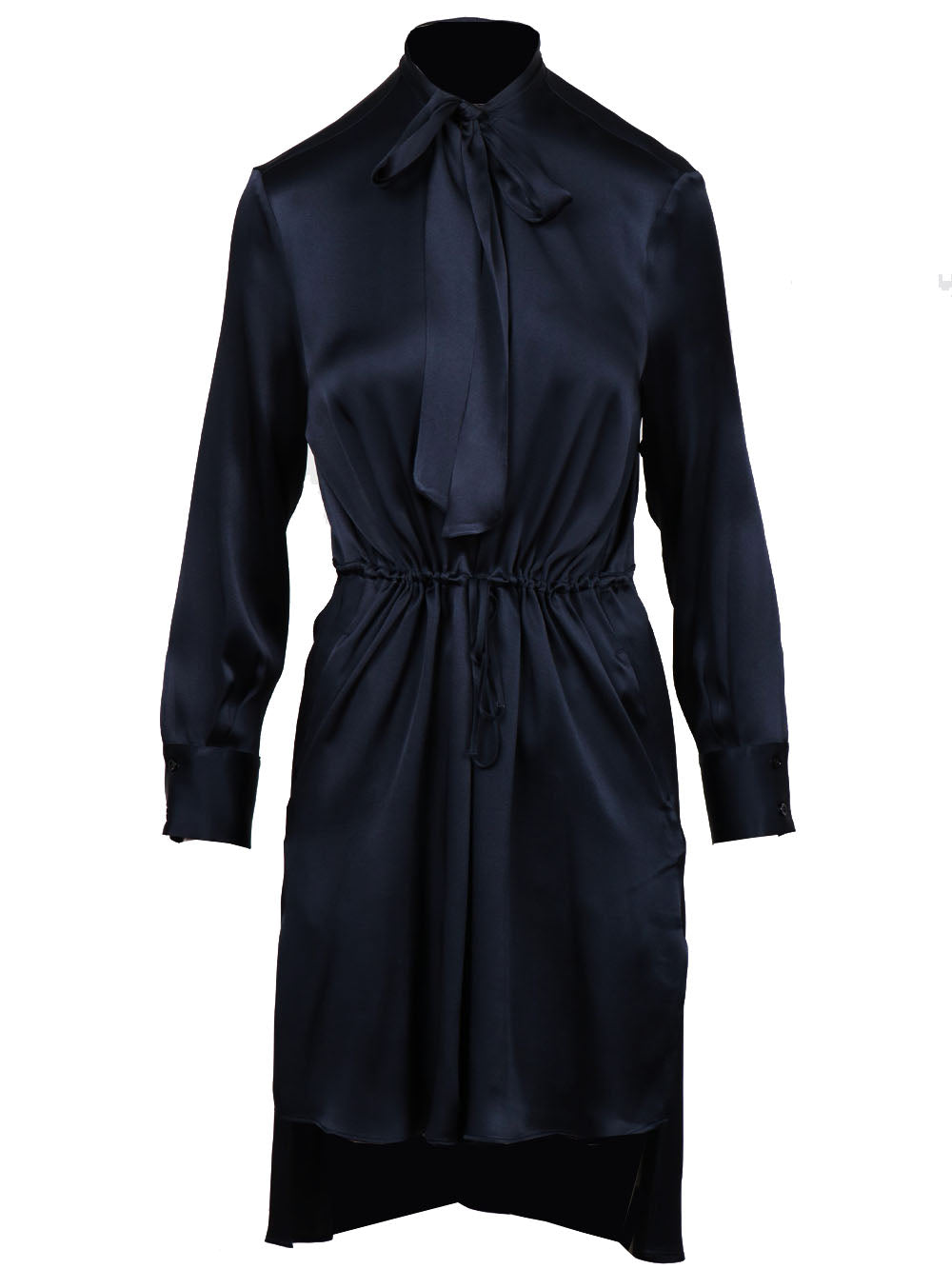 SEMICOUTURE Vestito Rossana Chemisier Corto in Misto Seta Blu Notte Blu notte