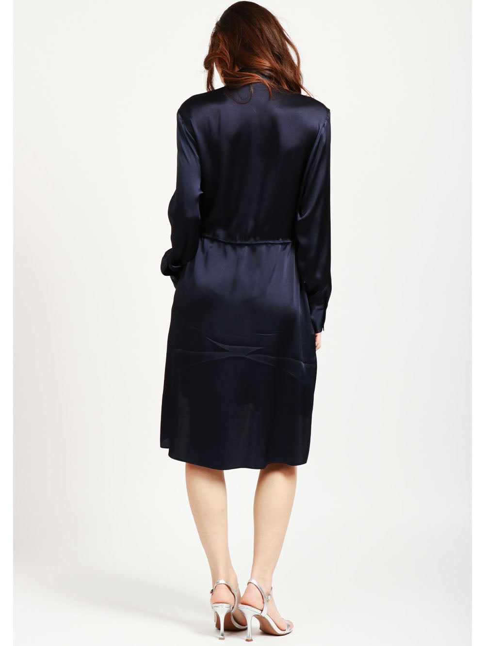 SEMICOUTURE Vestito Rossana Chemisier Corto in Misto Seta Blu Notte Blu notte