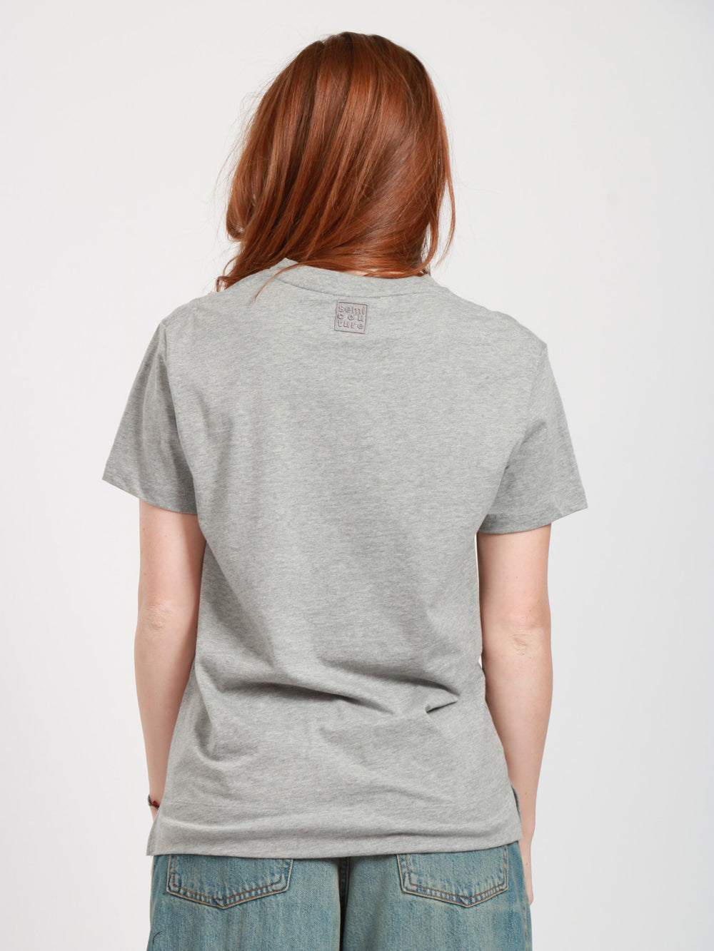 SEMICOUTURE T-Shirt Shana in Cotone Grigia con Scollo a V Grigio