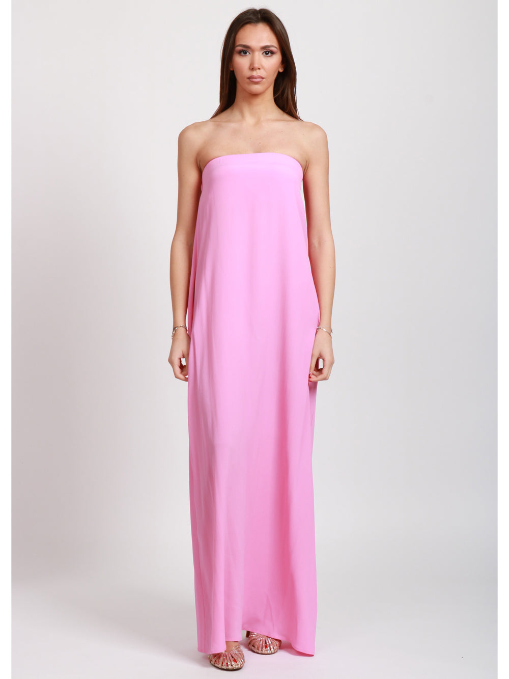SEMICOUTURE VESTITO SOPHIE ROSA IN CREPE LUNGO A FASCIA Rosa