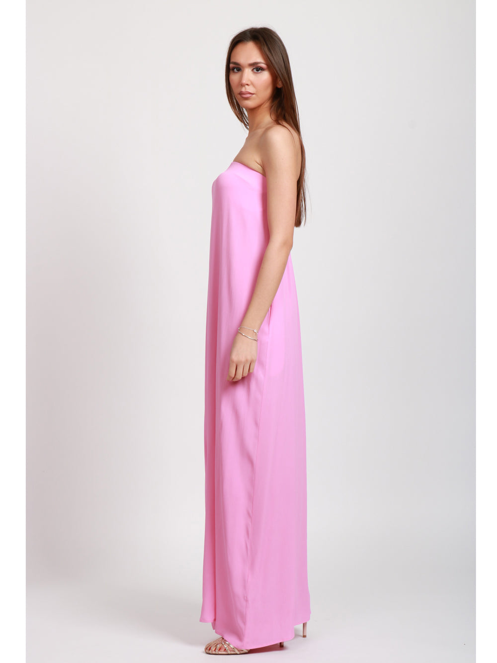 SEMICOUTURE VESTITO SOPHIE ROSA IN CREPE LUNGO A FASCIA Rosa
