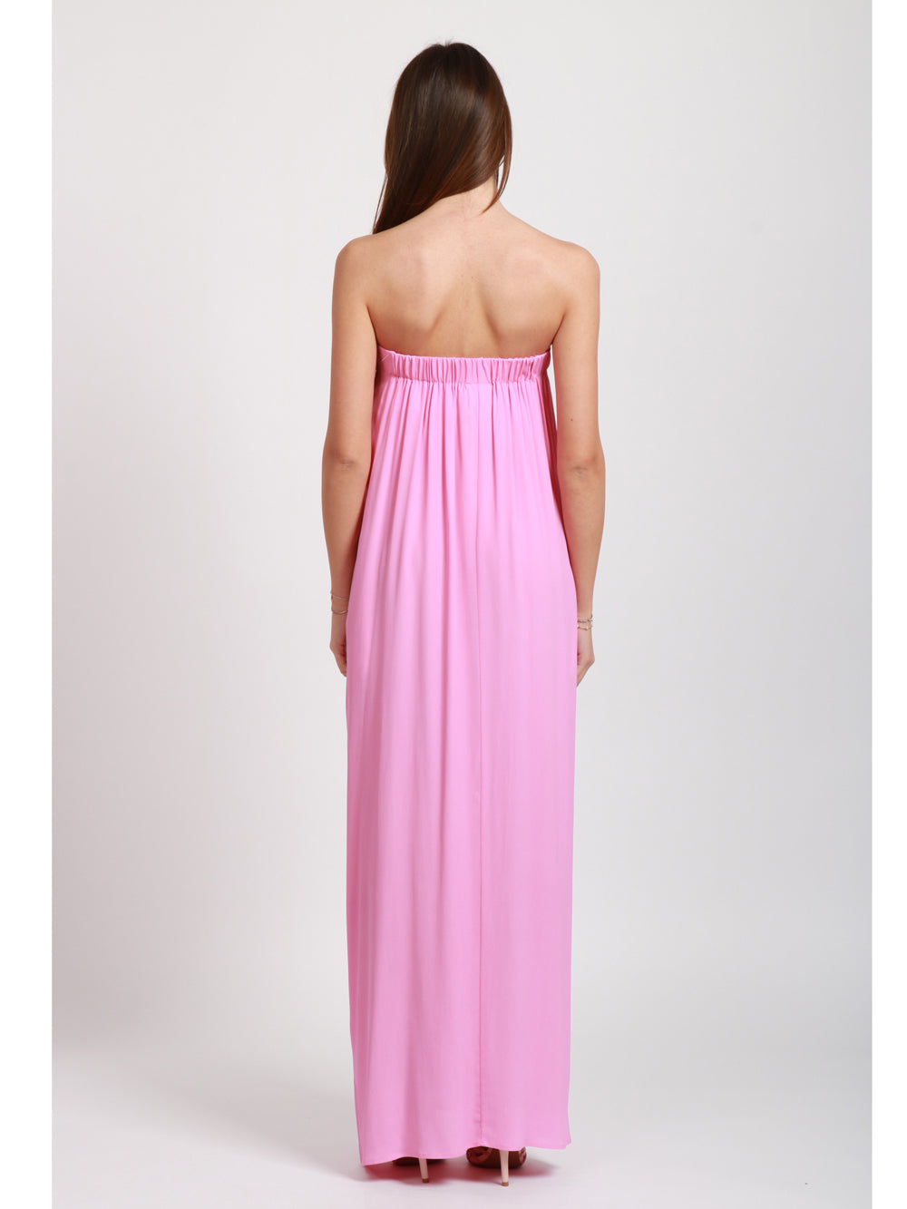 SEMICOUTURE VESTITO SOPHIE ROSA IN CREPE LUNGO A FASCIA Rosa