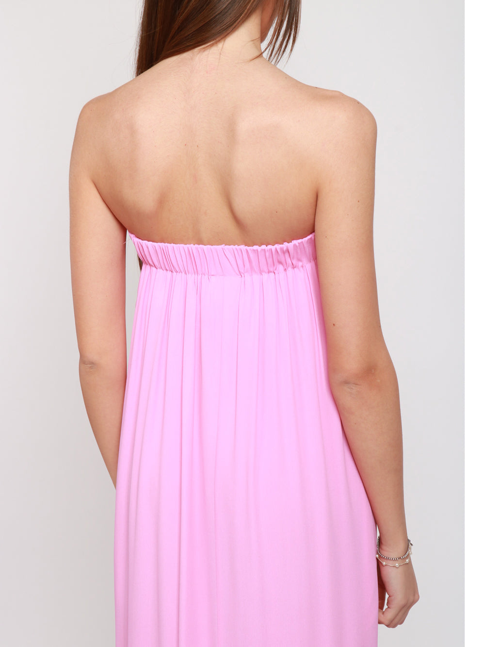 SEMICOUTURE VESTITO SOPHIE ROSA IN CREPE LUNGO A FASCIA Rosa