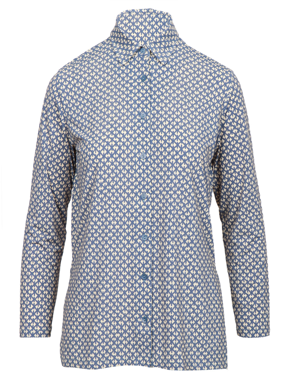 SIYU Camicia con Fantasia Azzurra e Panna Azzurro/bianco