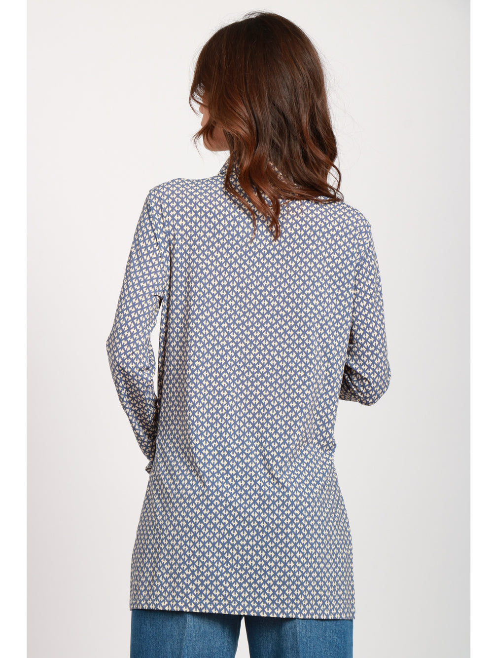 SIYU Camicia con Fantasia Azzurra e Panna Azzurro/bianco