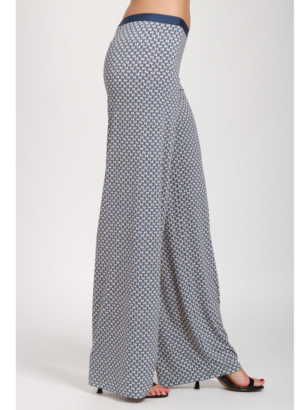 SIYU Pantaloni Lunghi con Fantasia Azzurri e Panna Panna/azzurro