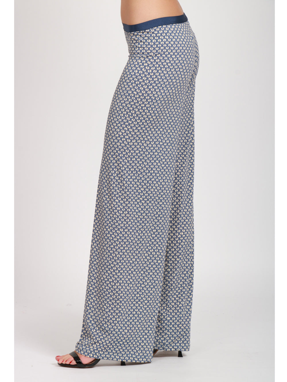 SIYU Pantaloni Lunghi con Fantasia Azzurri e Panna Panna/azzurro