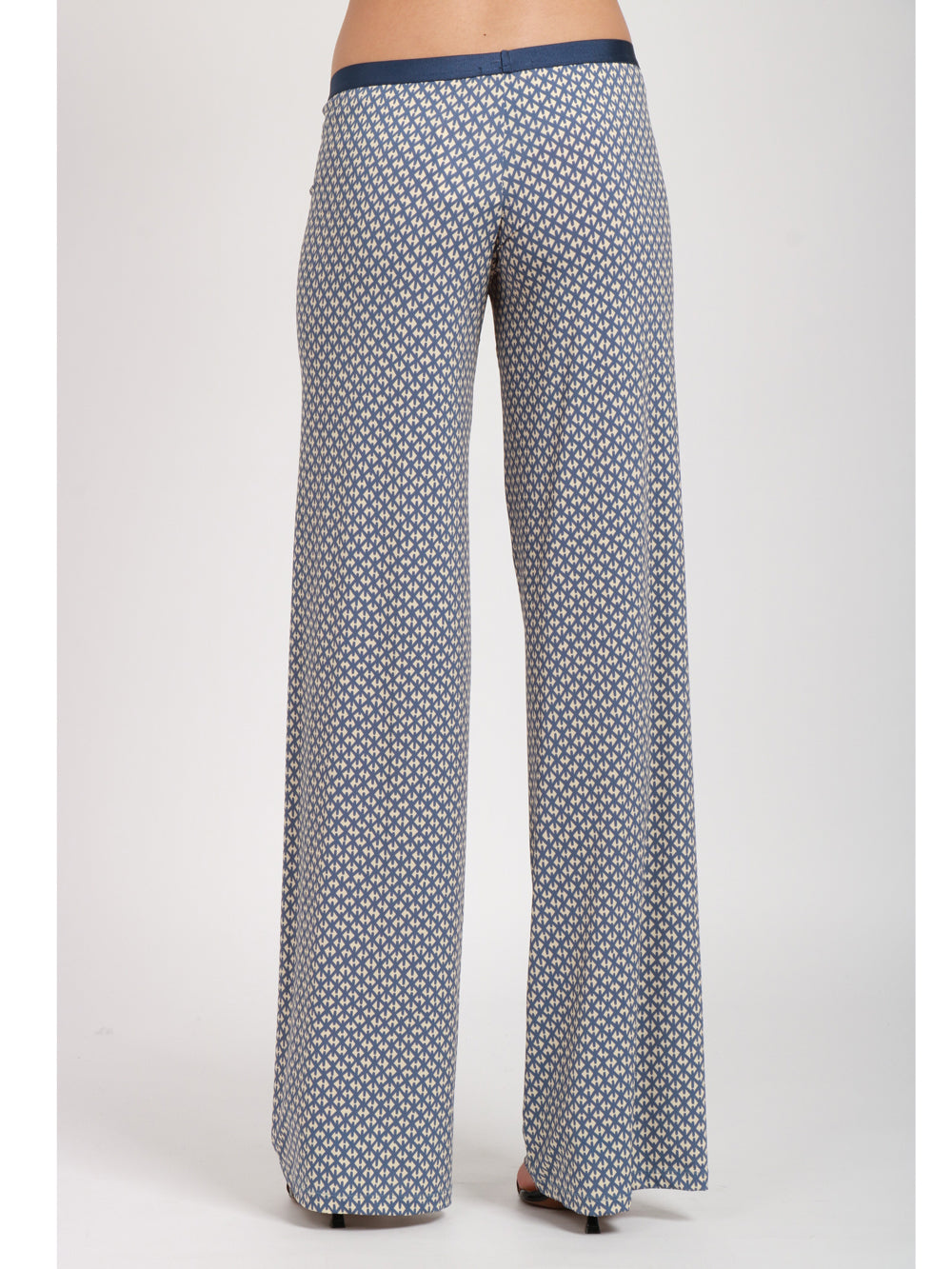 SIYU Pantaloni Lunghi con Fantasia Azzurri e Panna Panna/azzurro