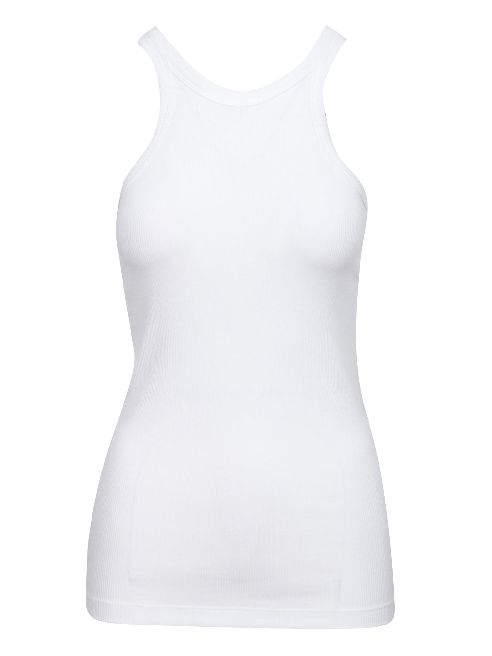 SPORTMAX Canotta Nastie a costine con scollo americana bianca Avorio