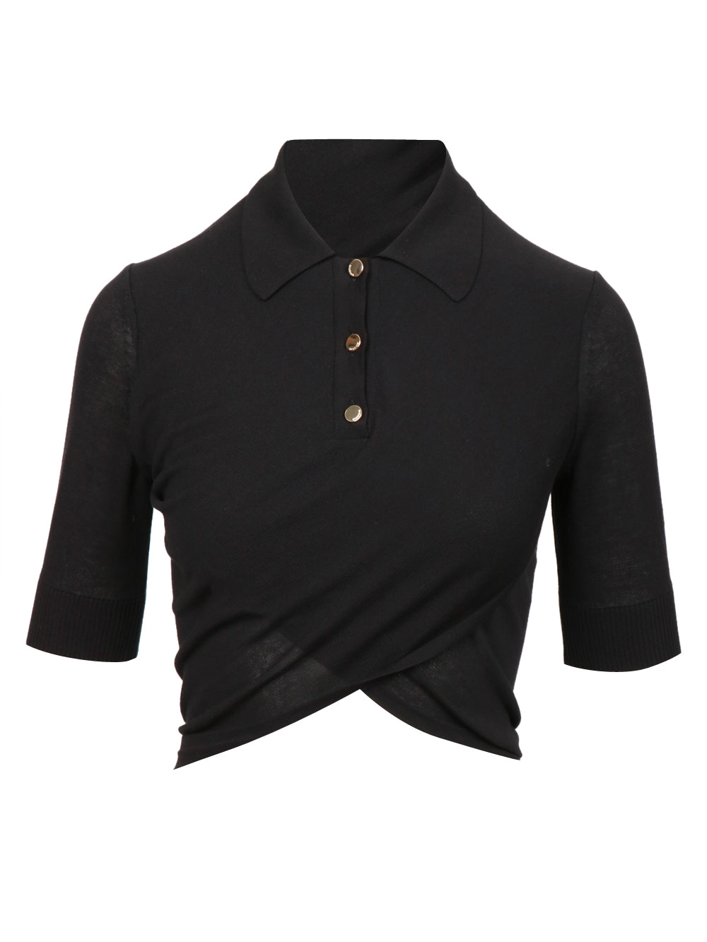 SPORTMAX Maglia Shaker a polo con incrocio nera Nero
