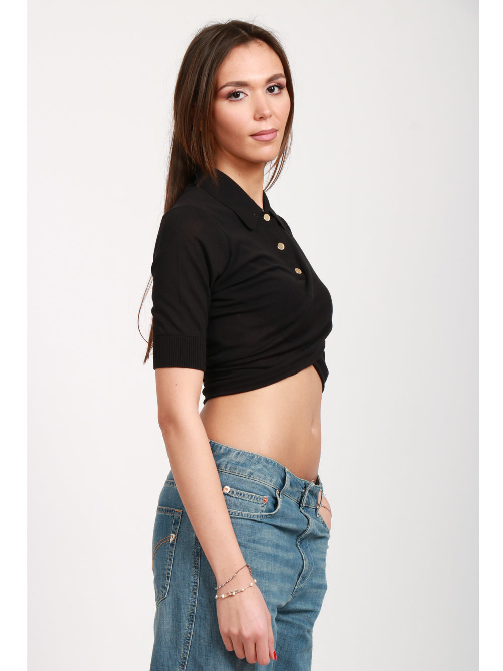 SPORTMAX Maglia Shaker a polo con incrocio nera Nero
