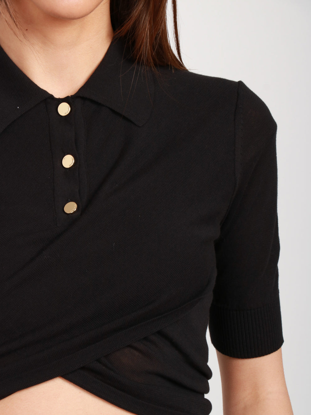 SPORTMAX Maglia Shaker a polo con incrocio nera Nero