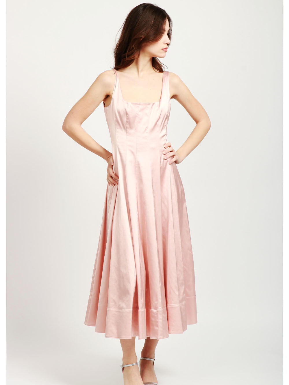 STAUD Vestito Wells in Duchesse Rosa Rosa
