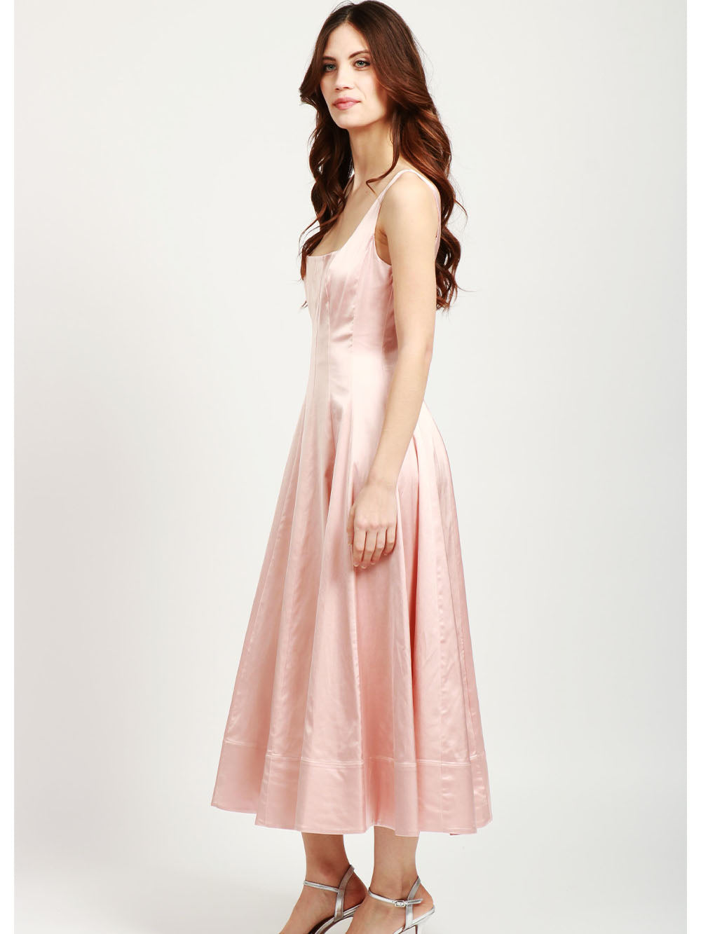 STAUD Vestito Wells in Duchesse Rosa Rosa