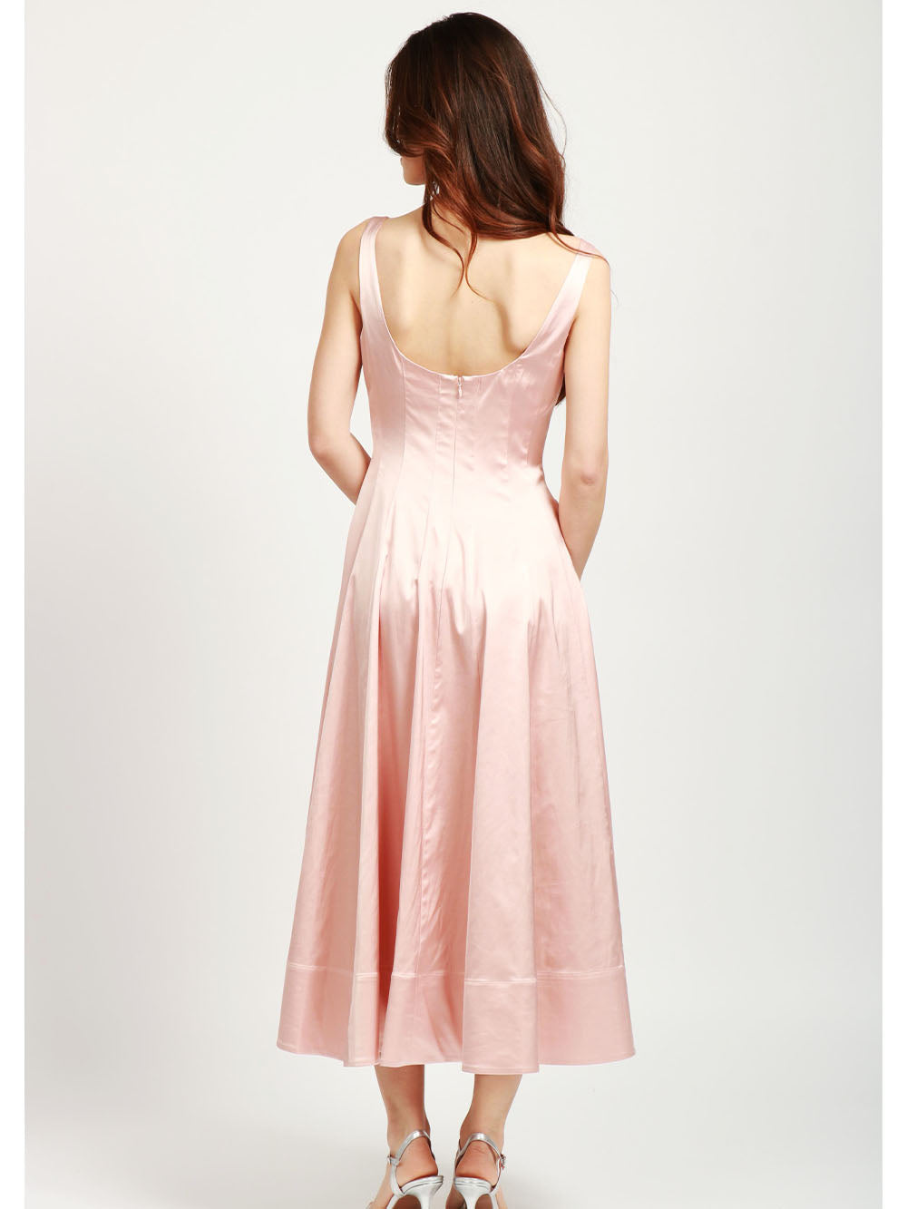 STAUD Vestito Wells in Duchesse Rosa Rosa