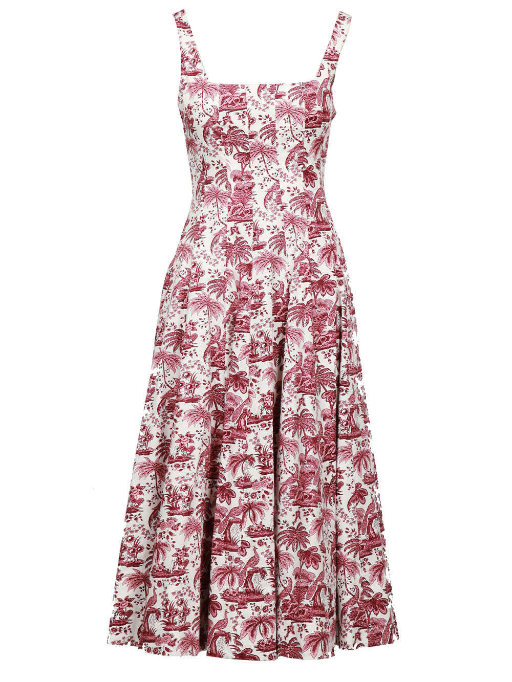STAUD Vestito Wells in Cotone Bianco con Fantasia Bordeaux Bianco/bordeaux