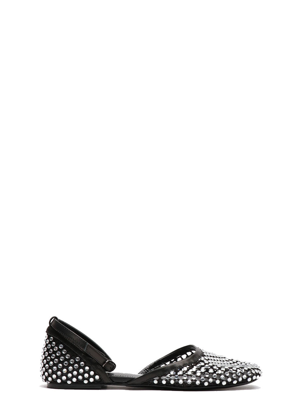 STRATEGIA Scarpe Ballerina Gems in Rete Nere con Strass Nero