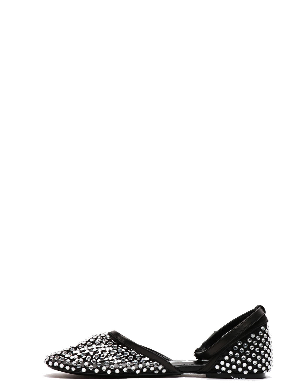 STRATEGIA Scarpe Ballerina Gems in Rete Nere con Strass Nero