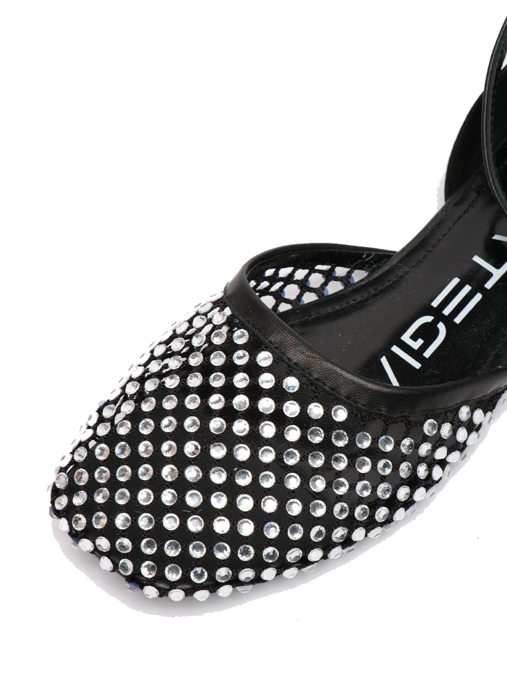 STRATEGIA Scarpe Ballerina Gems in Rete Nere con Strass Nero