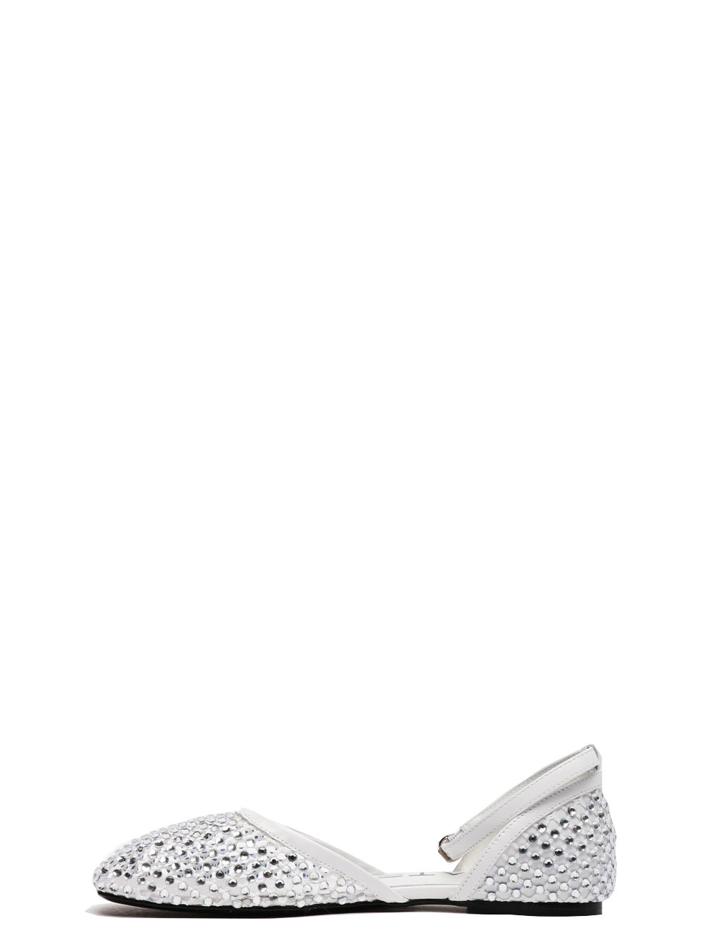 STRATEGIA Scarpe Ballerina Gems in Rete Bianche con Strass Bianco