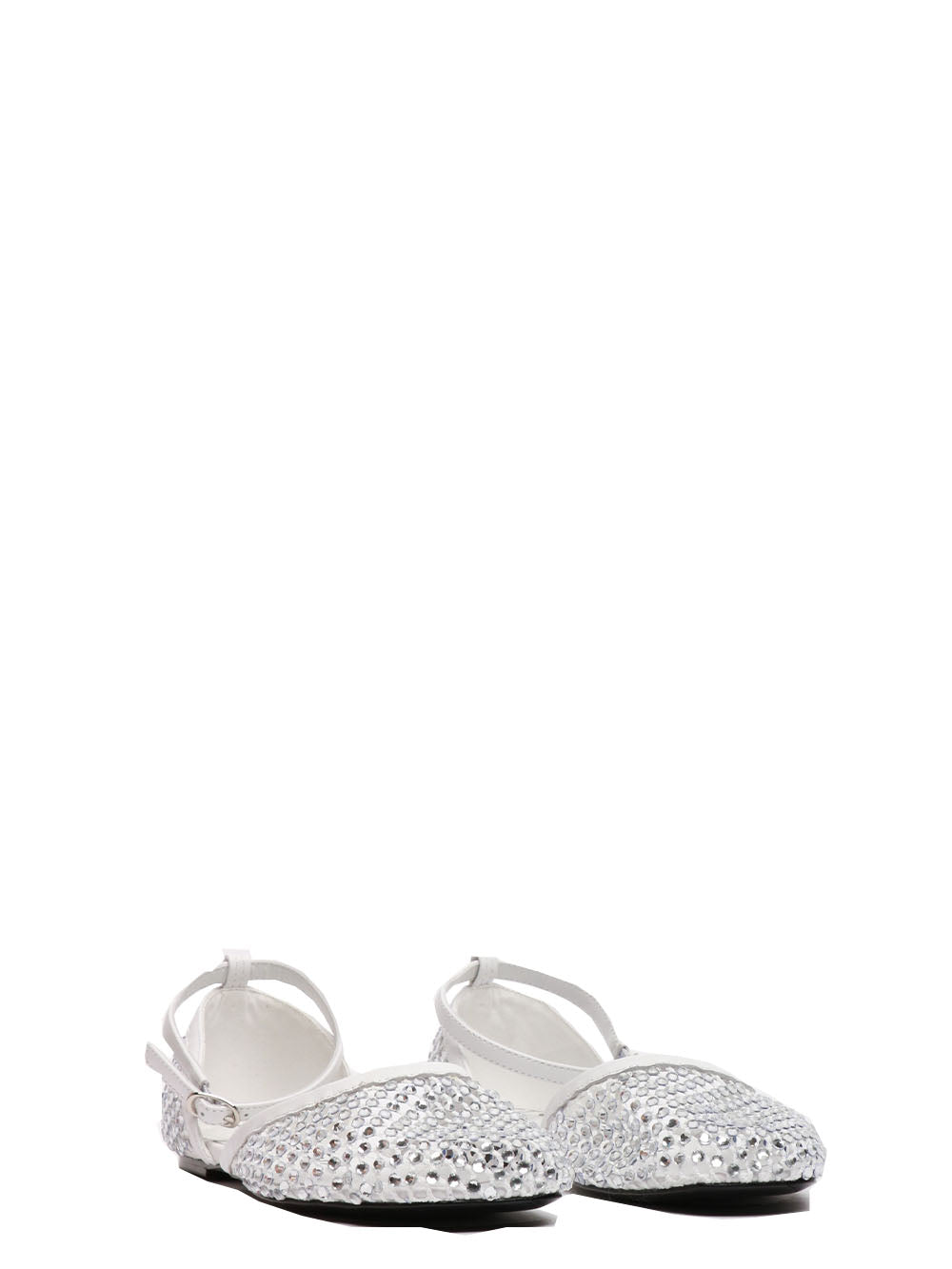 STRATEGIA Scarpe Ballerina Gems in Rete Bianche con Strass Bianco