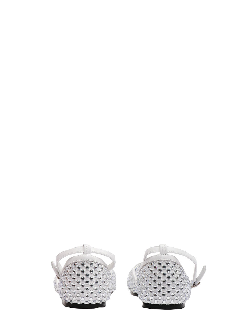 STRATEGIA Scarpe Ballerina Gems in Rete Bianche con Strass Bianco