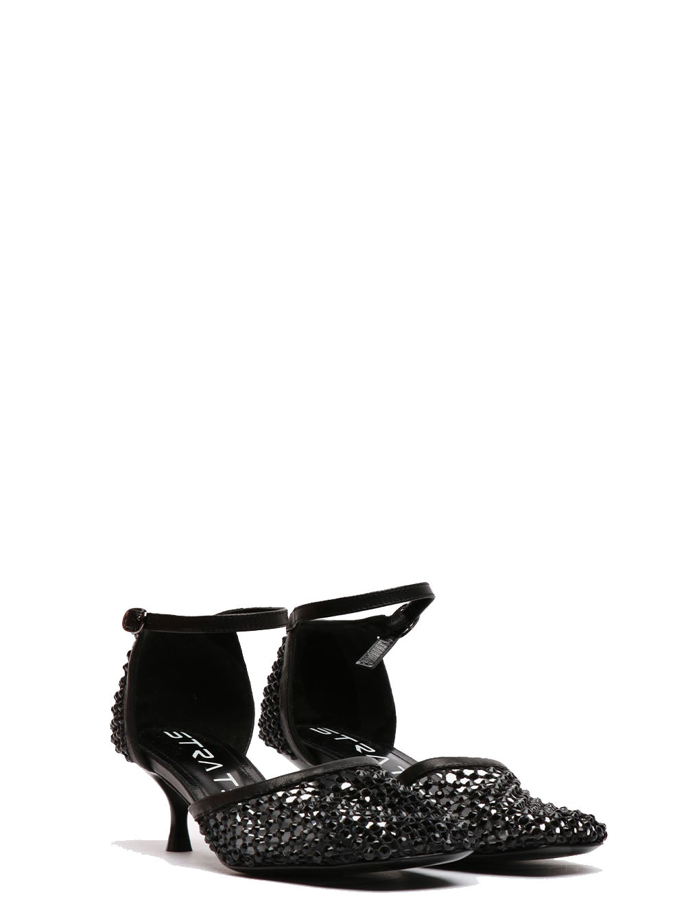 STRATEGIA Scarpe Décolleté Shiny in Rete Nere con Strass Nero