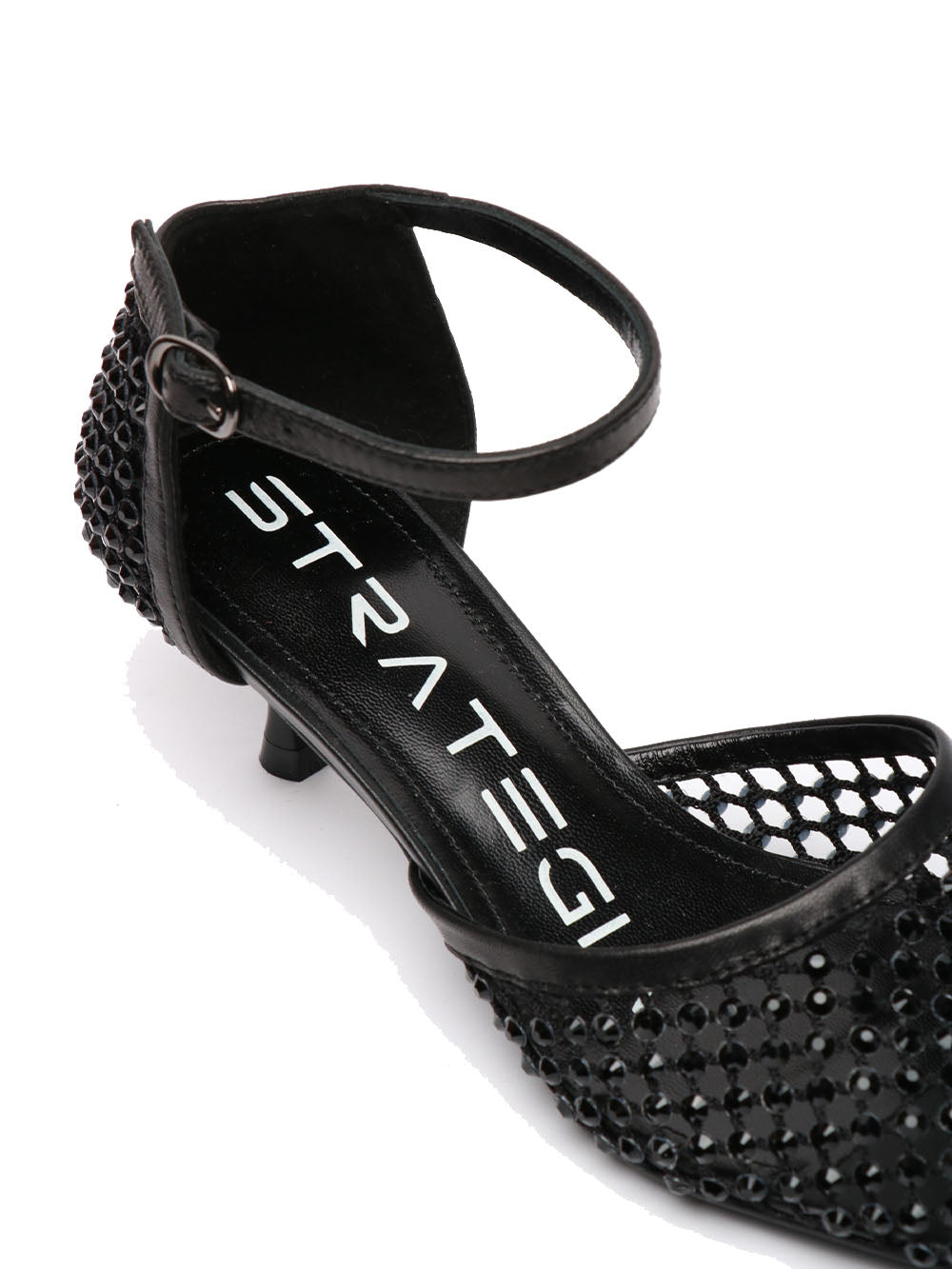 STRATEGIA Scarpe Décolleté Shiny in Rete Nere con Strass Nero