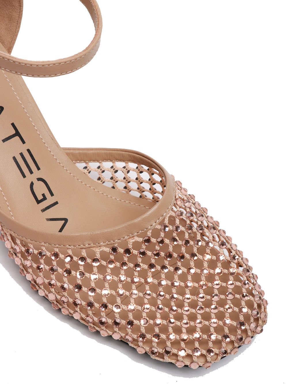 STRATEGIA Scarpe Décolleté Shiny in Rete Cipria con Strass Beige