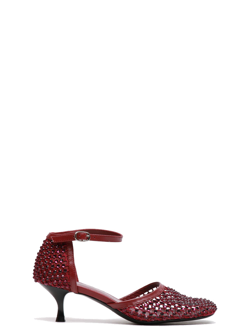 STRATEGIA Scarpe Décolleté Shiny in Rete Bordeaux con Strass Vinaccio