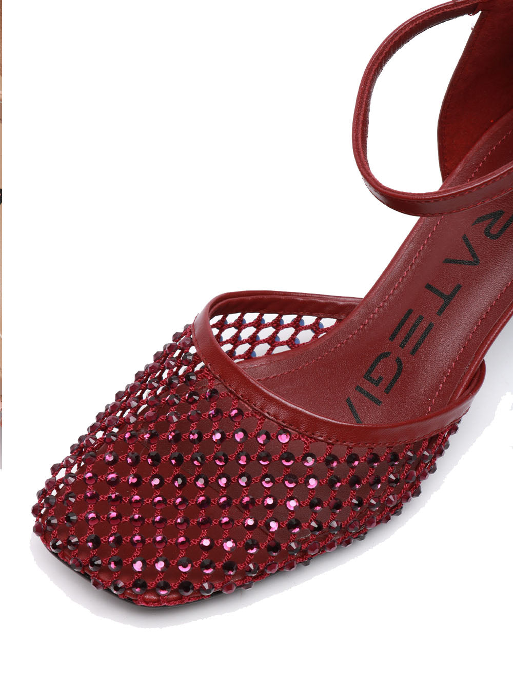 STRATEGIA Scarpe Décolleté Shiny in Rete Bordeaux con Strass Vinaccio