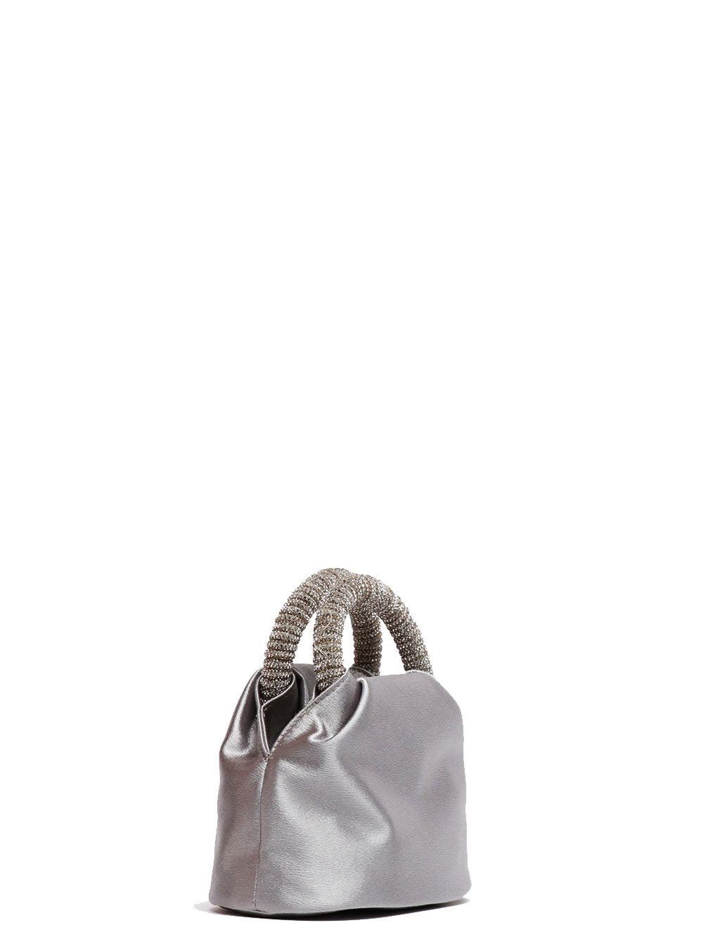 TWENTY FOURHAITCH Borsa a Mano Brunei Mini Grigia con Manico Full Strass Grigio/argento