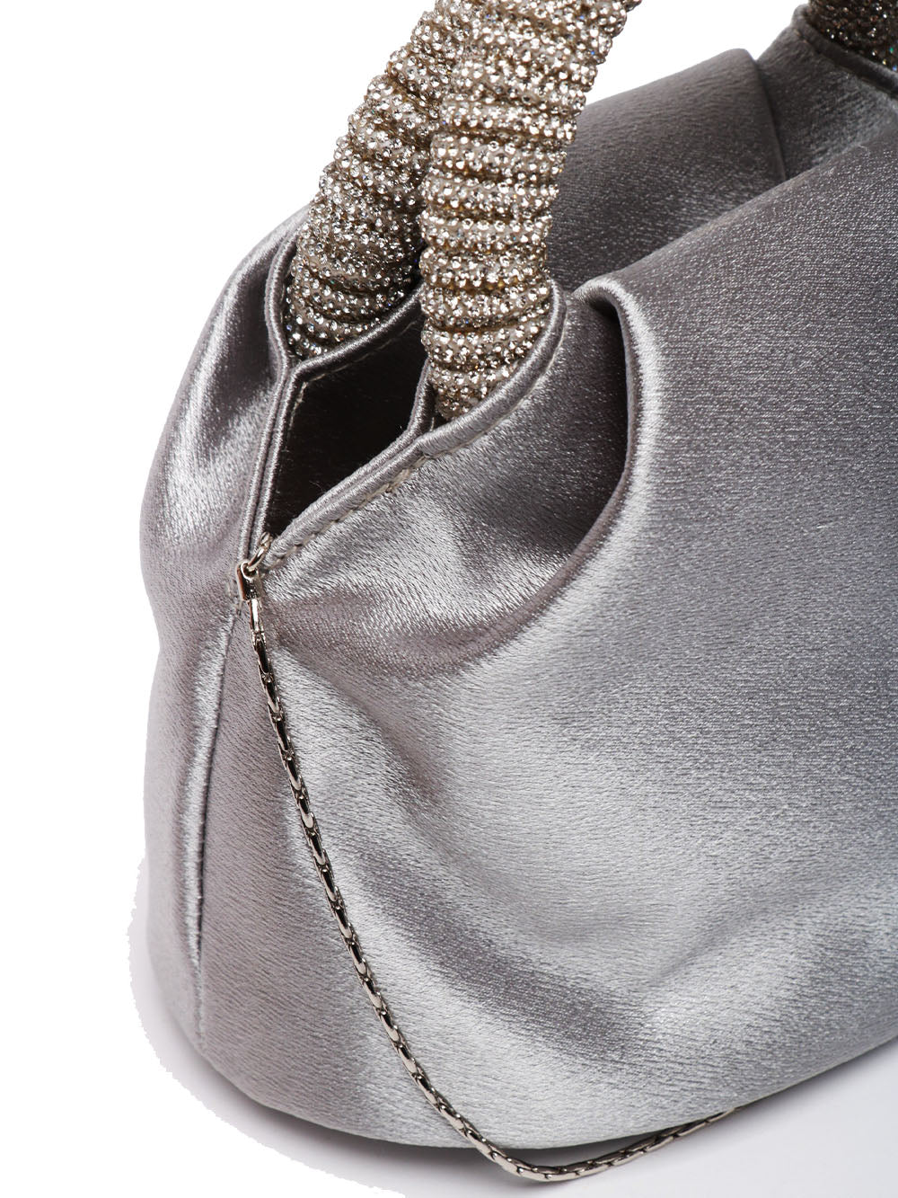 TWENTY FOURHAITCH Borsa a Mano Brunei Mini Grigia con Manico Full Strass Grigio/argento