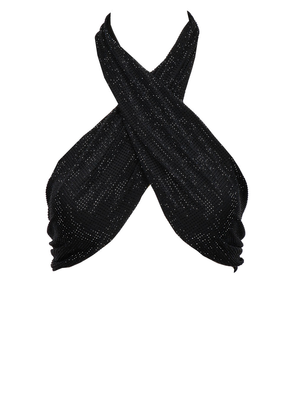TWENTY FOURHAITCH Top Santorini Incrociato Nero con Strass Nero
