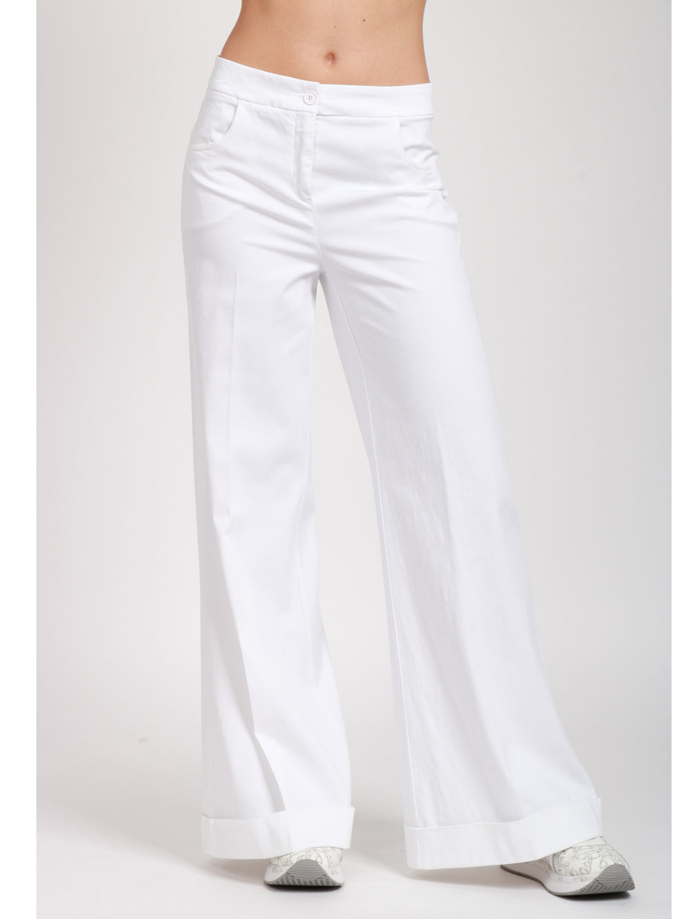 VIA MASINI 80 PANTALONI VIA MASCAGNI PALAZZO IN COTONE BIANCHI Bianco