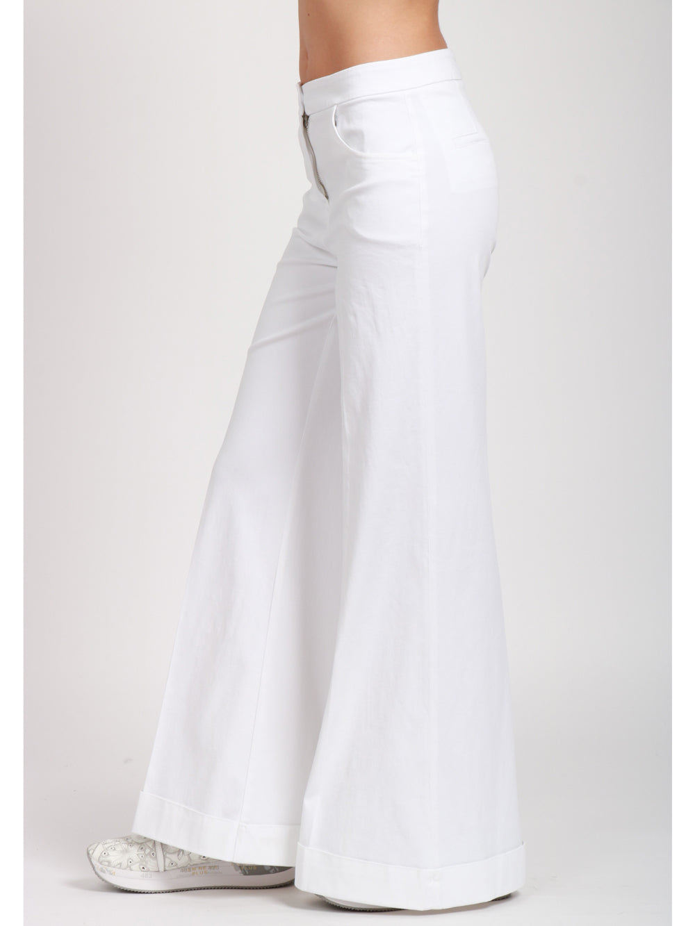 VIA MASINI 80 PANTALONI VIA MASCAGNI PALAZZO IN COTONE BIANCHI Bianco