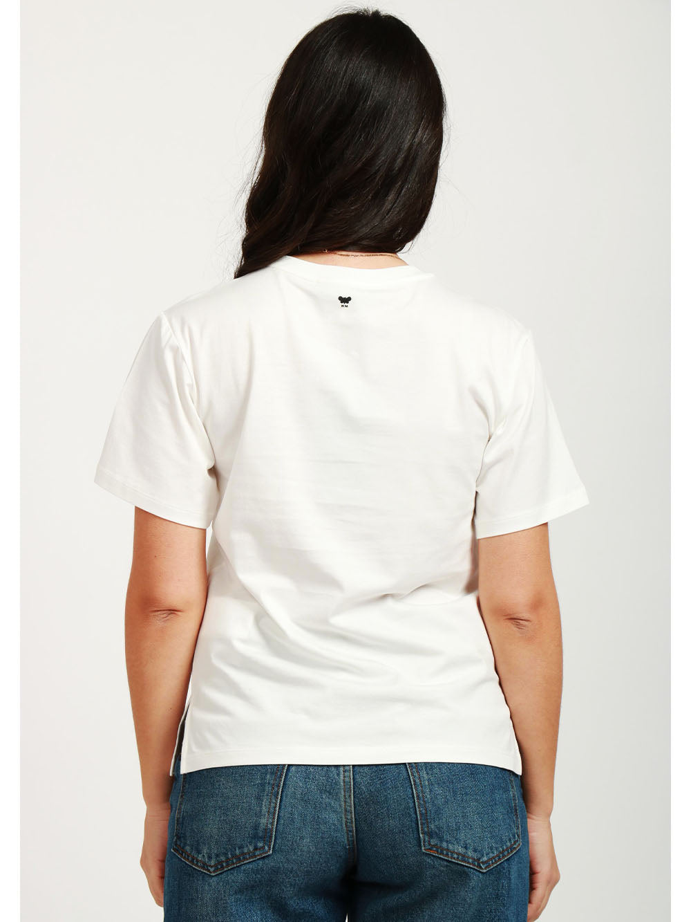 WEEKEND MAX MARA T-Shirt Cabina Girocollo in Cotone Bianca con Ricami Floreali Bianco/blu/rosso