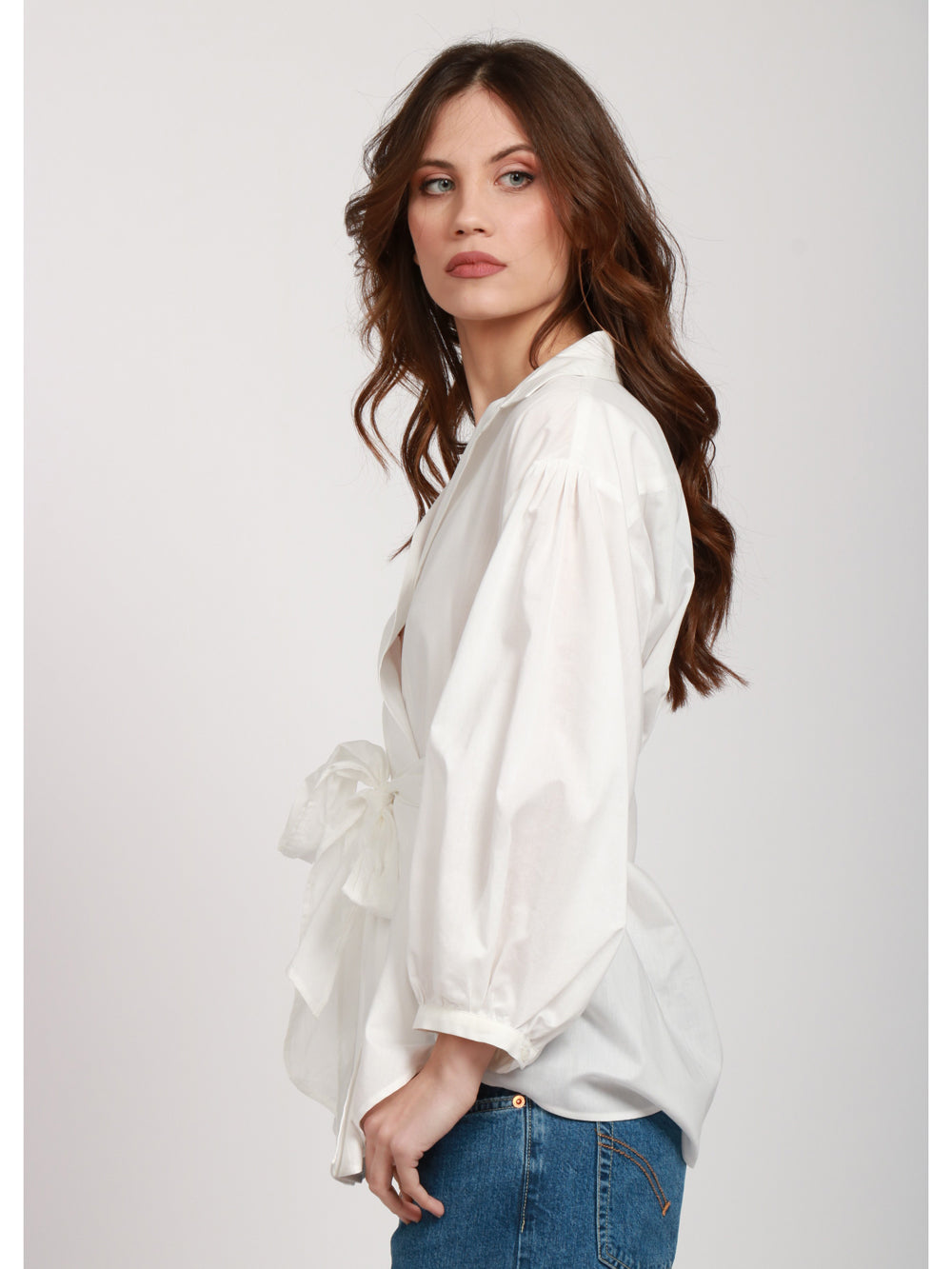 WEEKEND MAX MARA Camicia Ceci a portafoglio bianca in cotone e seta Bianco