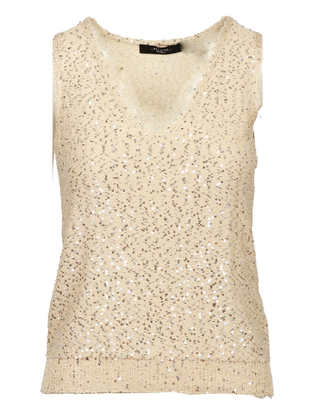 WEEKEND MAX MARA Top Colomba in Filo di Paillettes Sabbia Sabbia