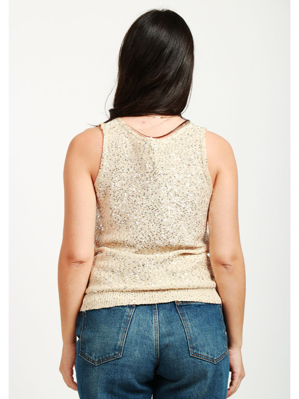 WEEKEND MAX MARA Top Colomba in Filo di Paillettes Sabbia Sabbia