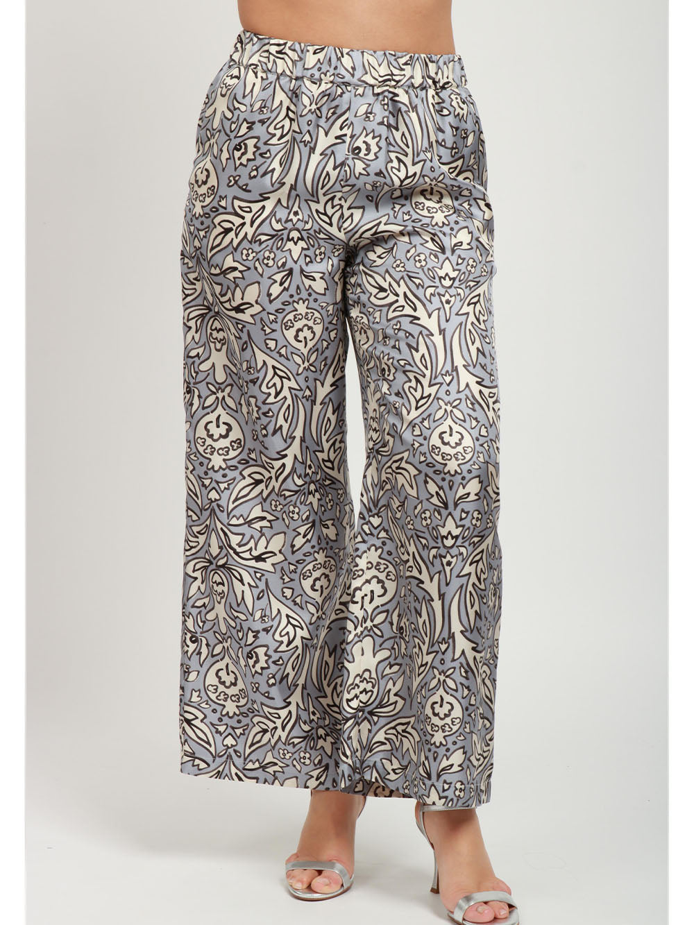 WEEKEND MAX MARA Pantaloni Eusebio in Twill di Seta a Fantasia Polvere e Panna Polvere/panna