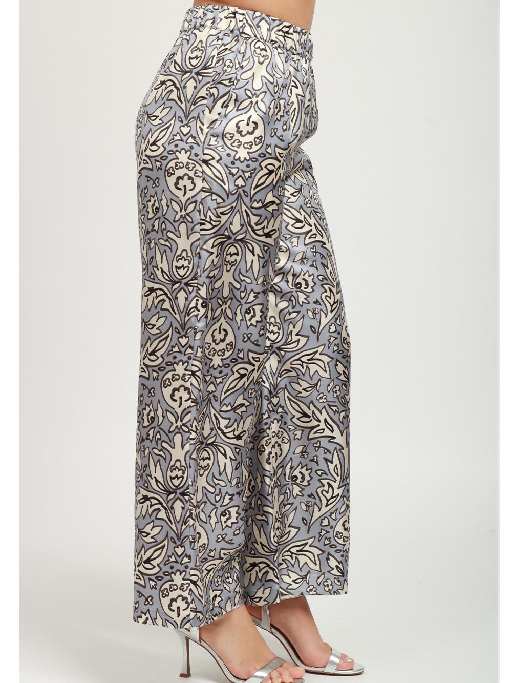 WEEKEND MAX MARA Pantaloni Eusebio in Twill di Seta a Fantasia Polvere e Panna Polvere/panna