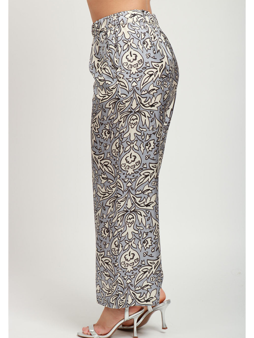 WEEKEND MAX MARA Pantaloni Eusebio in Twill di Seta a Fantasia Polvere e Panna Polvere/panna
