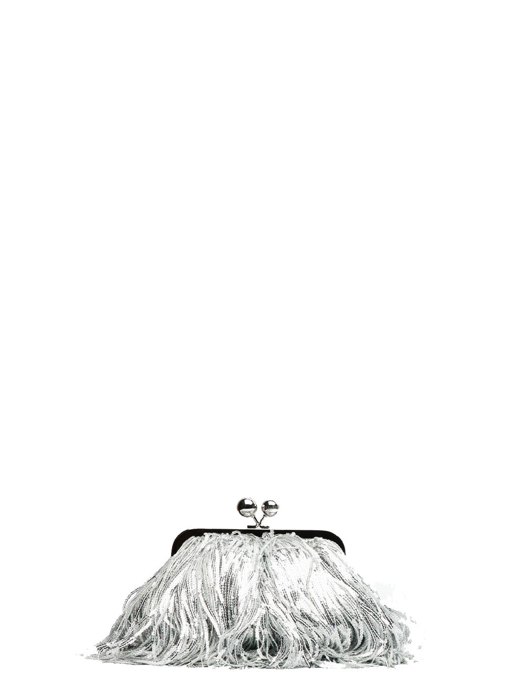 WEEKEND MAX MARA Borsa Pochette Flou Pasticcino Small in Paillettes Argento con Frange Argento