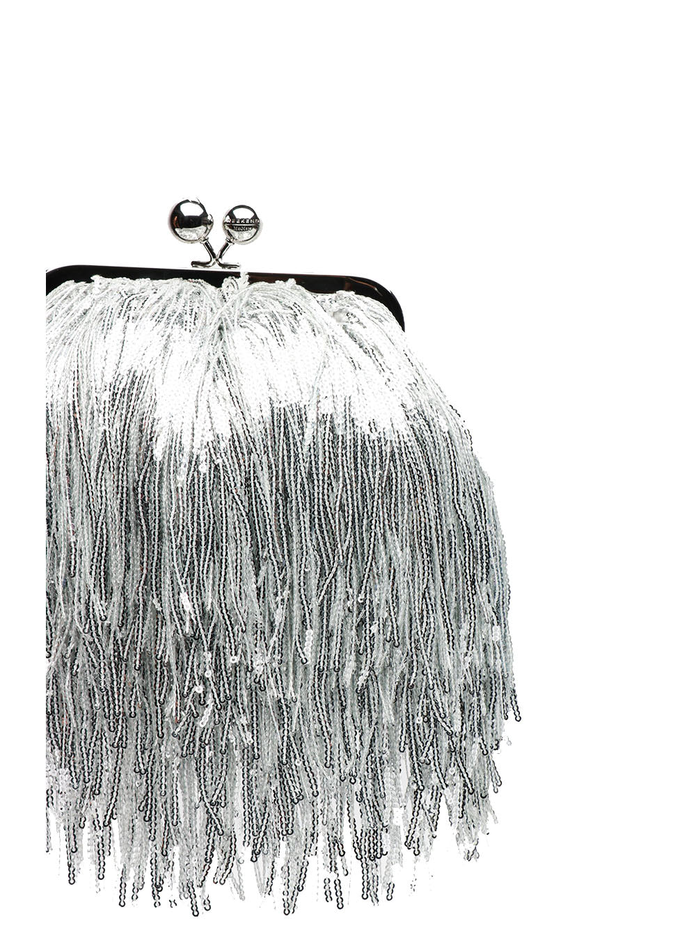WEEKEND MAX MARA Borsa Pochette Flou Pasticcino Small in Paillettes Argento con Frange Argento