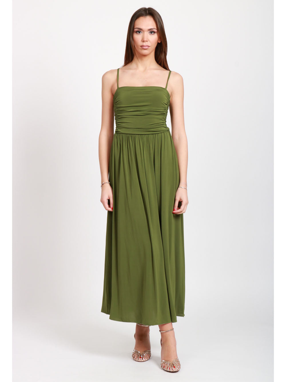 WEEKEND MAX MARA Vestito Ghia midi con drappeggio verde Verde